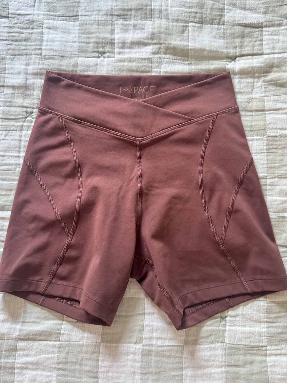 L*Space Brown High-Waist Women's Biker Shorts Medium